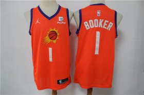 Wholesale Cheap Men Phoenix Suns 1 Booker Orange Game 2021 NBA Jersey