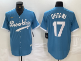 Cheap Men's Brooklyn Dodgers #17 Shohei Ohtani Light Blue Cooperstown Collection Cool Base Jersey