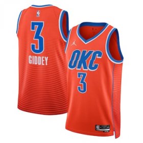Wholesale Cheap Men\'s Oklahoma City Thunder #3 Josh Giddey Orange Statement Edition Stitched Basketball Jersey