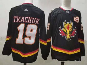 Wholesale Cheap Men\'s Calgary Flames #19 Matthew Tkachuk Black 2021 Retro Stitched NHL Jersey