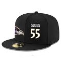 Wholesale Cheap Baltimore Ravens #55 Terrell Suggs Snapback Cap NFL Player Black with White Number Stitched Hat