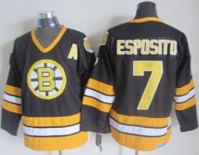 Wholesale Cheap Bruins #7 Phil Esposito Black/Yellow CCM Throwback Stitched NHL Jersey
