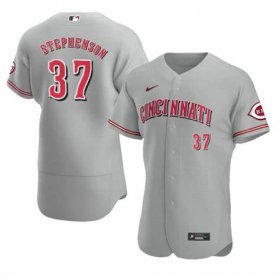 Wholesale Cheap Men\'s Cincinnati Reds #37 Tyler Stephenson Grey Stitched MLB Flex Base Nike Jersey
