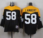 Wholesale Cheap Mitchell And Ness 1967 Steelers #58 Jack Lambert Black/Yelllow Throwback Men's Stitched NFL Jersey