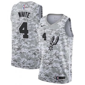 Wholesale Cheap Men\'s Nike San Antonio Spurs #4 Derrick White White Camo Basketball Swingman Earned Edition Jersey