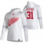 Wholesale Cheap Detroit Red Wings #31 Calvin Pickard Adidas Reverse Retro Pullover Hoodie White
