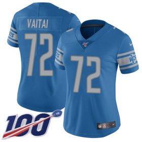Wholesale Cheap Nike Lions #72 Halapoulivaati Vaitai Blue Team Color Women\'s Stitched NFL 100th Season Vapor Untouchable Limited Jersey