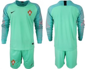 Wholesale Cheap Portugal Blank Green Goalkeeper Long Sleeves Soccer Country Jersey