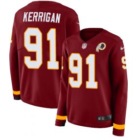 Wholesale Cheap Nike Redskins #91 Ryan Kerrigan Burgundy Red Team Color Women\'s Stitched NFL Limited Therma Long Sleeve Jersey