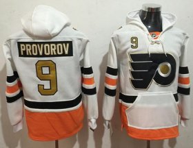Wholesale Cheap Flyers #9 Ivan Provorov White 3rd Name & Number Pullover NHL Hoodie