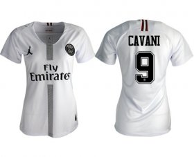 Wholesale Cheap Women\'s Jordan Paris Saint-Germain #9 Cavani Away Soccer Club Jersey