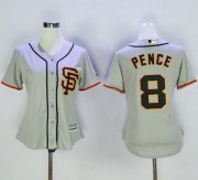 Wholesale Cheap Giants #8 Hunter Pence Grey Women's Road 2 Stitched MLB Jersey