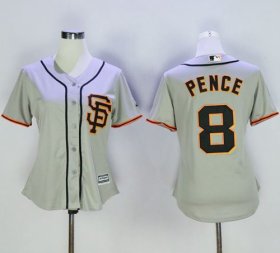 Wholesale Cheap Giants #8 Hunter Pence Grey Women\'s Road 2 Stitched MLB Jersey