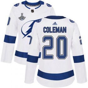 Cheap Adidas Lightning #20 Blake Coleman White Road Authentic Women\'s 2020 Stanley Cup Champions Stitched NHL Jersey