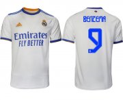 Wholesale Cheap Men's Real Madrid #9 Karim Benzema 2021-22 White Home Soccer Jersey
