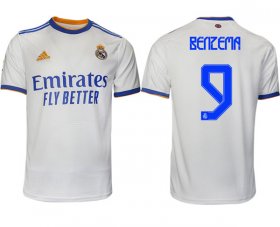 Wholesale Cheap Men\'s Real Madrid #9 Karim Benzema 2021-22 White Home Soccer Jersey