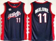Wholesale Cheap 1996 Olympics Team USA Men's #11 Karl Malone Navy Blue Stitched Basketball Swingman Jersey