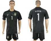 Wholesale Cheap Brazil #1 Alisson Black Soccer Country Jersey