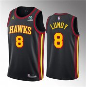 Wholesale Cheap Men's Atlanta Hawks #8 Seth Lundy Black 2023 Draft Statement Edition Stitched Jersey