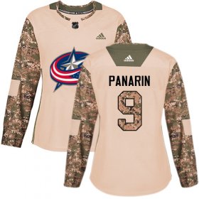 Wholesale Cheap Adidas Blue Jackets #9 Artemi Panarin Camo Authentic 2017 Veterans Day Women\'s Stitched NHL Jersey