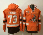 Wholesale Cheap Men's Cleveland Browns #73 Joe Thomas NEW Orange Pocket Stitched NFL Pullover Hoodie