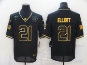 Wholesale Cheap Men's Dallas Cowboys #21 Ezekiel Elliott Black Gold 2020 Salute To Service Stitched NFL Nike Limited Jersey