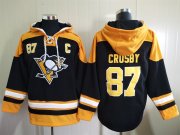 Wholesale Cheap Men's Pittsburgh Penguins #87 Sidney Crosby Black Ageless Must Have Lace Up Pullover Hoodie