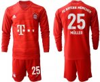 Wholesale Cheap Bayern Munchen #25 Muller Home Long Sleeves Soccer Club Jersey