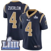 Wholesale Cheap Nike Rams #4 Greg Zuerlein Navy Blue Team Color Super Bowl LIII Bound Youth Stitched NFL Vapor Untouchable Limited Jersey