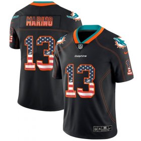 Wholesale Cheap Nike Dolphins #13 Dan Marino Black Men\'s Stitched NFL Limited Rush USA Flag Jersey