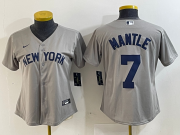 Cheap Women's New York Yankees #7 Mickey Mantle Name 2021 Grey Field of Dreams Cool Base Stitched Jersey
