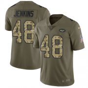 Wholesale Cheap Nike Jets #48 Jordan Jenkins Olive/Camo Men's Stitched NFL Limited 2017 Salute To Service Jersey