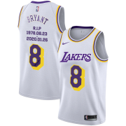 Wholesale Cheap Men's Los Angeles Lakers #8 Kobe Bryant White R.I.P Signature Swingman Jerseys