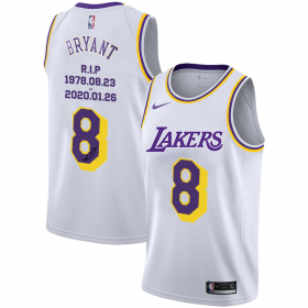 Wholesale Cheap Men\'s Los Angeles Lakers #8 Kobe Bryant White R.I.P Signature Swingman Jerseys