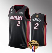 Wholesale Cheap Men's Miami Heat #2 Gabe Vincent Black 2023 Finals Icon Edition With NO.6 Patch Stitched Basketball Jersey