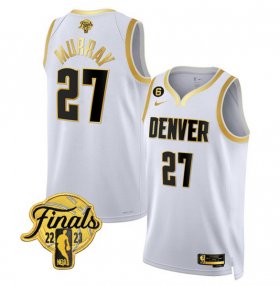 Wholesale Cheap Men\'s Denver Nuggets #27 Jamal Murray White 2023 Finals Collection With NO.6 Patch Stitched Basketball Jersey