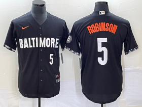 Wholesale Cheap Men\'s Baltimore Orioles #5 Brooks Robinson Number Black 2023 City Connect Cool Base Stitched Jersey 1