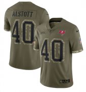Wholesale Cheap Men's Tampa Bay Buccaneers #40 Mike Alstott 2022 Olive Salute To Service Limited Stitched Jersey