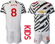 Wholesale Cheap Youth 2020-2021 club Manchester united away 8 white Soccer Jerseys