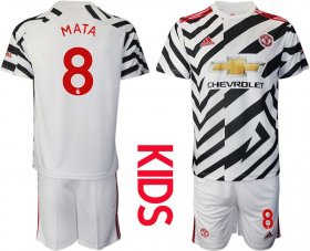 Wholesale Cheap Youth 2020-2021 club Manchester united away 8 white Soccer Jerseys