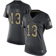 Wholesale Cheap Nike Rams #13 Kurt Warner Black Women's Stitched NFL Limited 2016 Salute to Service Jersey