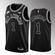 Wholesale Cheap Men's San Antonio Spurs #1 Victor Wembanyama Black 2022-23 Classic Edition Stitched Basketball Jersey