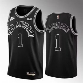Wholesale Cheap Men\'s San Antonio Spurs #1 Victor Wembanyama Black 2022-23 Classic Edition Stitched Basketball Jersey