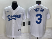 Wholesale Cheap Men's Los Angeles Dodgers #3 Chris Taylor White Stitched MLB Cool Base Nike Jersey