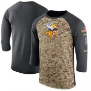 Wholesale Cheap Men's Minnesota Vikings Nike Camo Anthracite Salute to Service Sideline Legend Performance Three-Quarter Sleeve T-Shirt