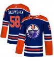 Wholesale Cheap Adidas Oilers #58 Anton Slepyshev Royal Blue Sequin Embroidery Fashion Stitched NHL Jersey