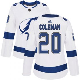 Cheap Adidas Lightning #20 Blake Coleman White Road Authentic Women\'s Stitched NHL Jersey