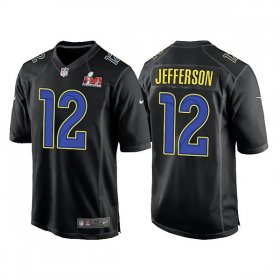 Wholesale Cheap Men\'s Los Angeles Rams #12 Van Jefferson 2022 Black Super Bowl LVI Game Stitched Jersey