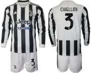 Wholesale Cheap Men 2021-2022 Club Juventus home white Long Sleeve 3 Adidas Soccer Jersey
