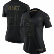 Cheap Dallas Cowboys ##21 Ezekiel Elliott Nike Women's 2020 Salute To Service Limited Jersey Black